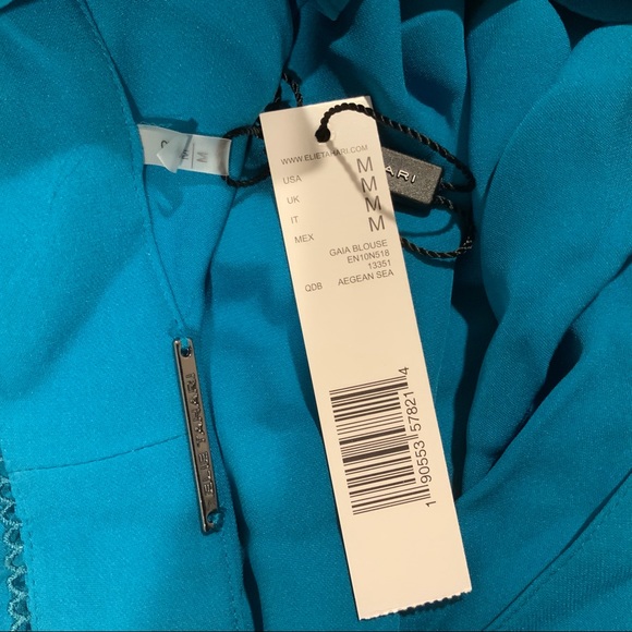 NWT Elie Tahari Gaia Silk Lace Sleeve Blouse M - Picture 4 of 5